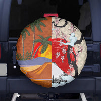 Japanese Culture Hawaii Style Spare Tire Cover Mauna Kea and Fuji Mountains LT03 - Polynesian Pride