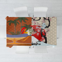 Japanese Culture Hawaii Style Tablecloth Mauna Kea and Fuji Mountains LT03 Brown - Polynesian Pride