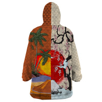 Japanese Culture Hawaii Style Wearable Blanket Hoodie Mauna Kea and Fuji Mountains LT03 - Polynesian Pride