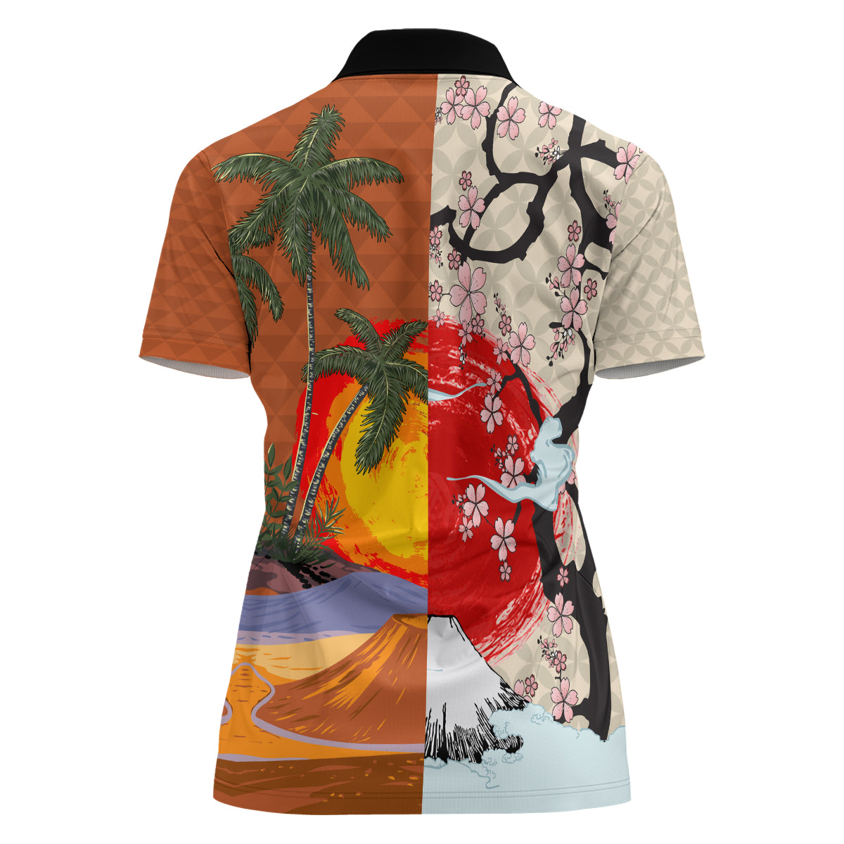 Pan-Pacific Festival Women Polo Shirt Mauna Kea and Fuji Mountains