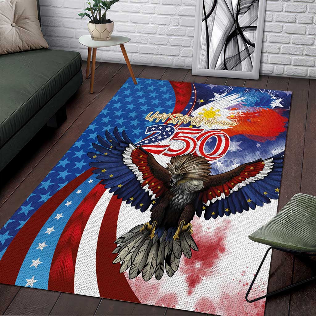 Philippines and United States Semiquincentennial Area Rug Eagle and National Flag Style