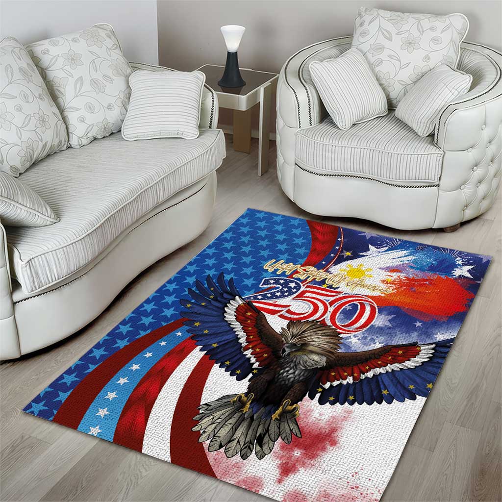 Philippines and United States Semiquincentennial Area Rug Eagle and National Flag Style