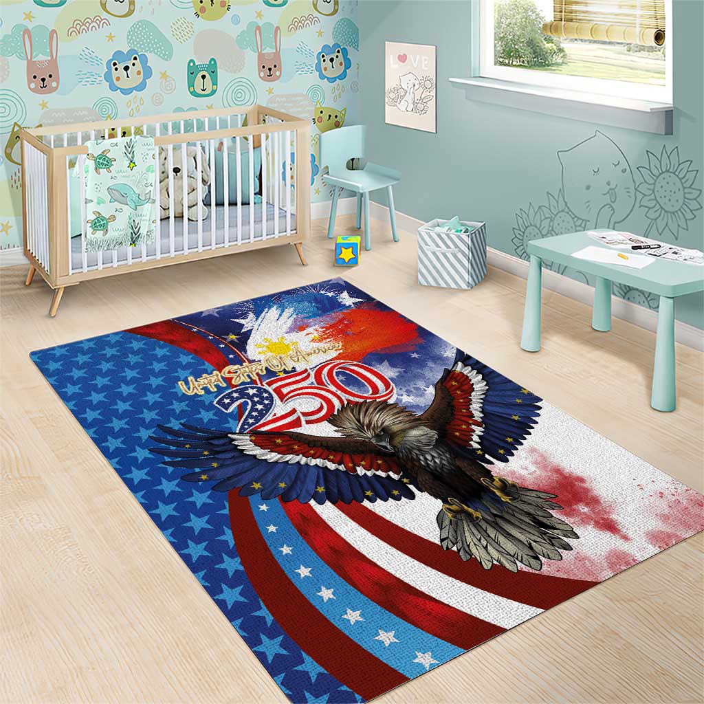 Philippines and United States Semiquincentennial Area Rug Eagle and National Flag Style