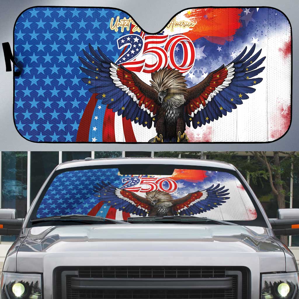 Philippines and United States Semiquincentennial Auto Sun Shade Eagle and National Flag Style LT03 Multicolor - Polynesian Pride