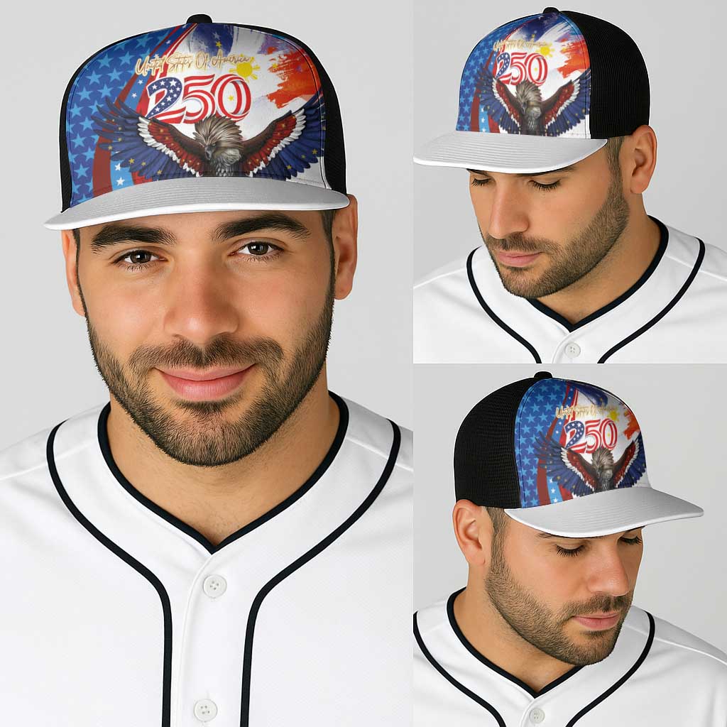 Philippines and United States Semiquincentennial Baseball Net Cap Eagle and National Flag Style LT03 - Polynesian Pride