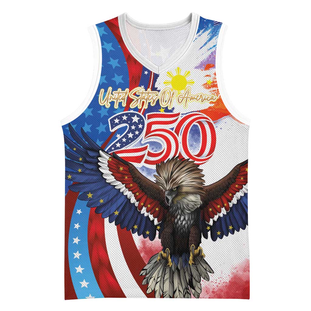 Philippines and United States Semiquincentennial Basketball Jersey Eagle and National Flag Style LT03 Unisex Multicolor - Polynesian Pride