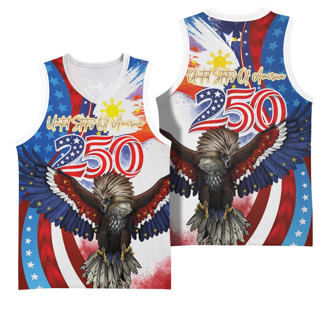 Philippines and United States Semiquincentennial Basketball Jersey Eagle and National Flag Style LT03 - Polynesian Pride