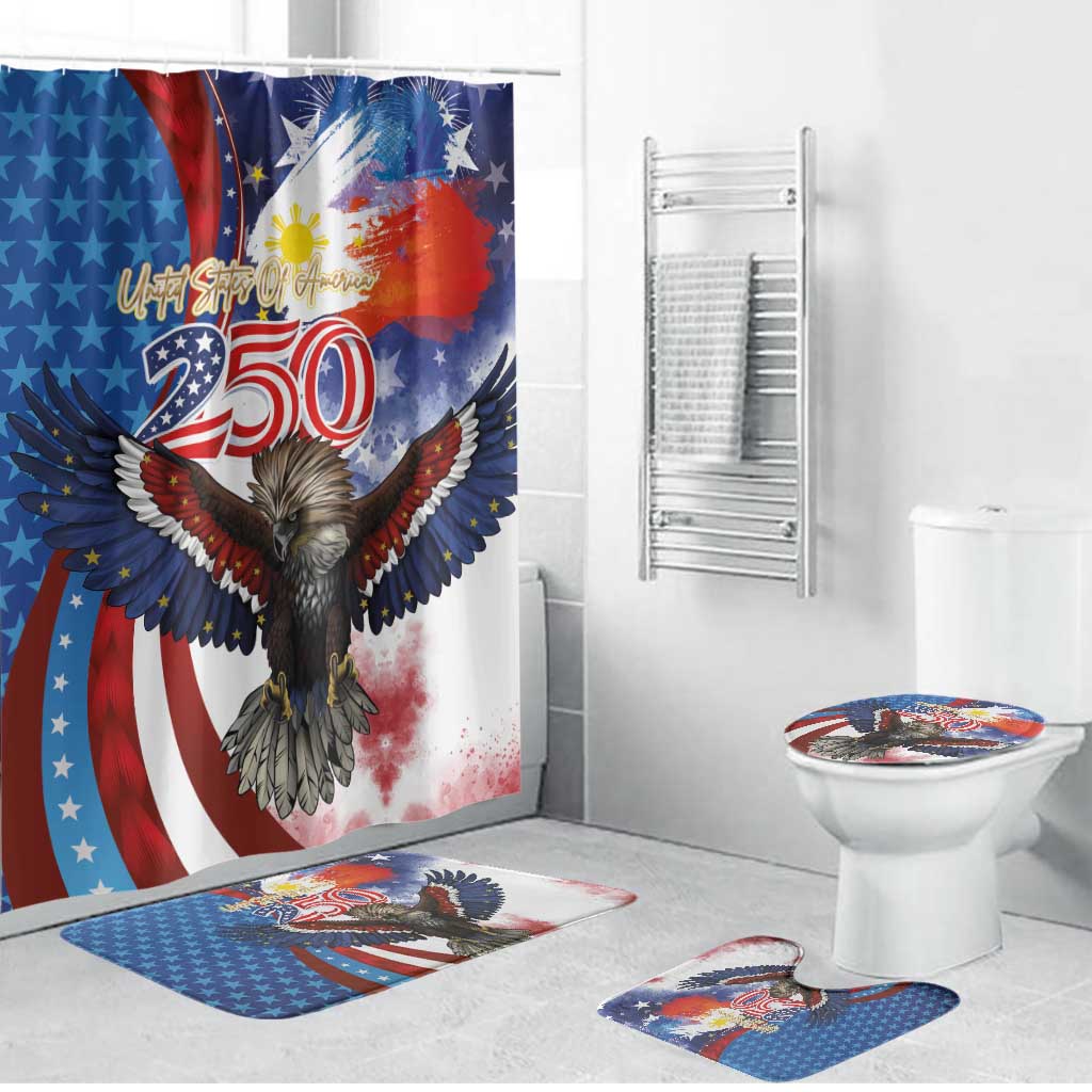 Philippines and United States Semiquincentennial Bathroom Set Eagle and National Flag Style LT03 Bathroom Set (4 pcs) Multicolor - Polynesian Pride