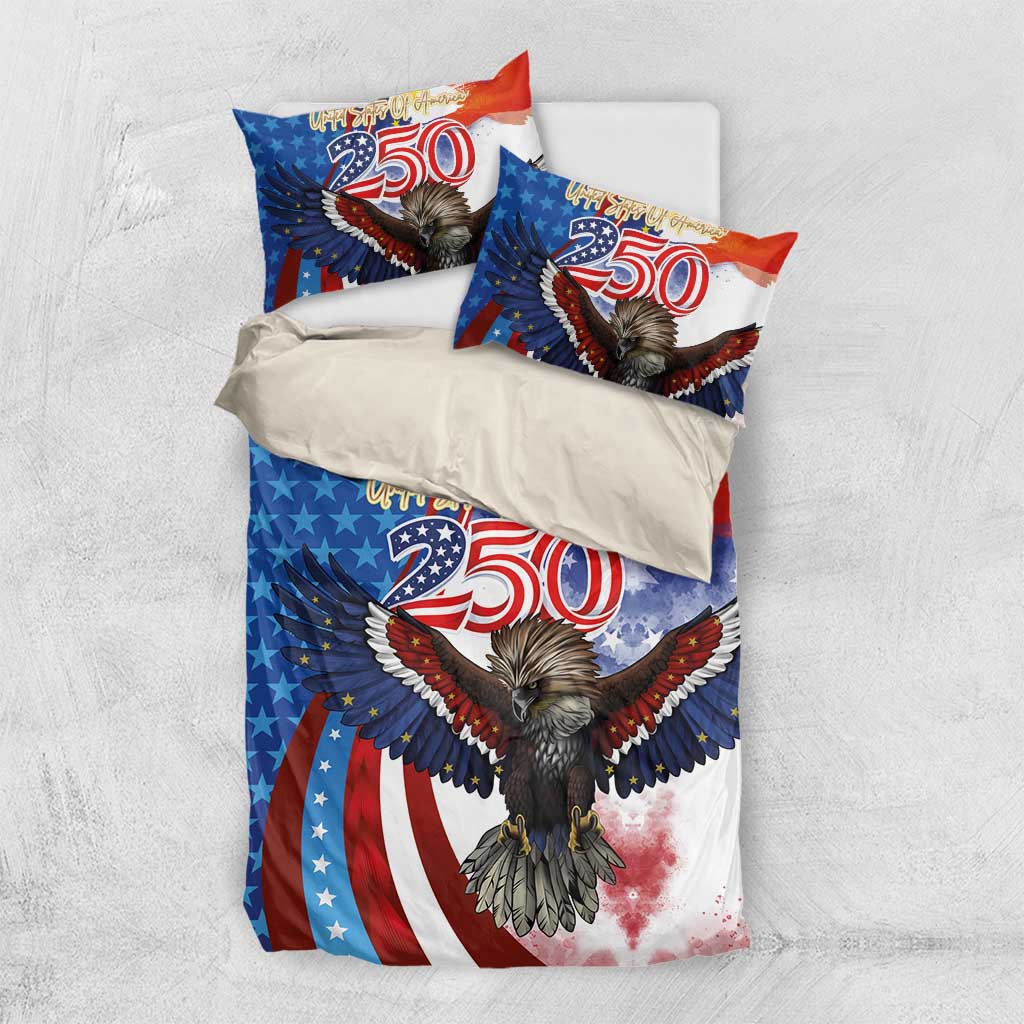 Philippines and United States Semiquincentennial Bedding Set Eagle and National Flag Style LT03 US Twin 172cm x 218cm Multicolor - Polynesian Pride