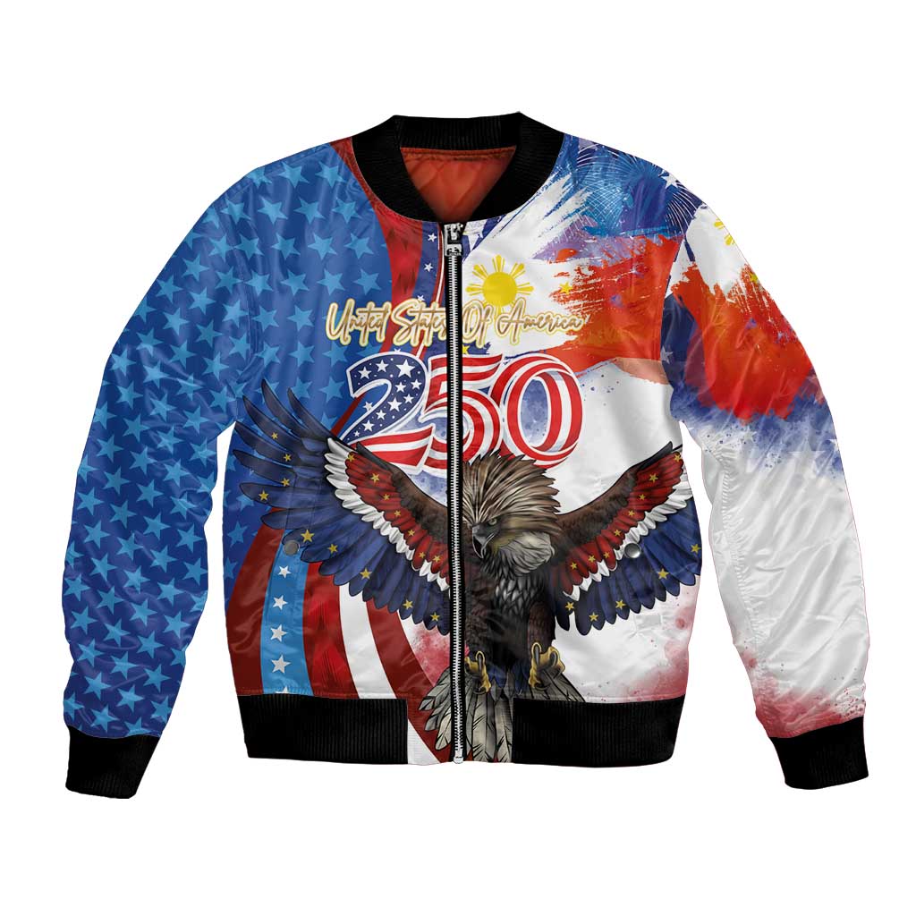 Philippines and United States Semiquincentennial Bomber Jacket Eagle and National Flag Style LT03 Unisex Multicolor - Polynesian Pride