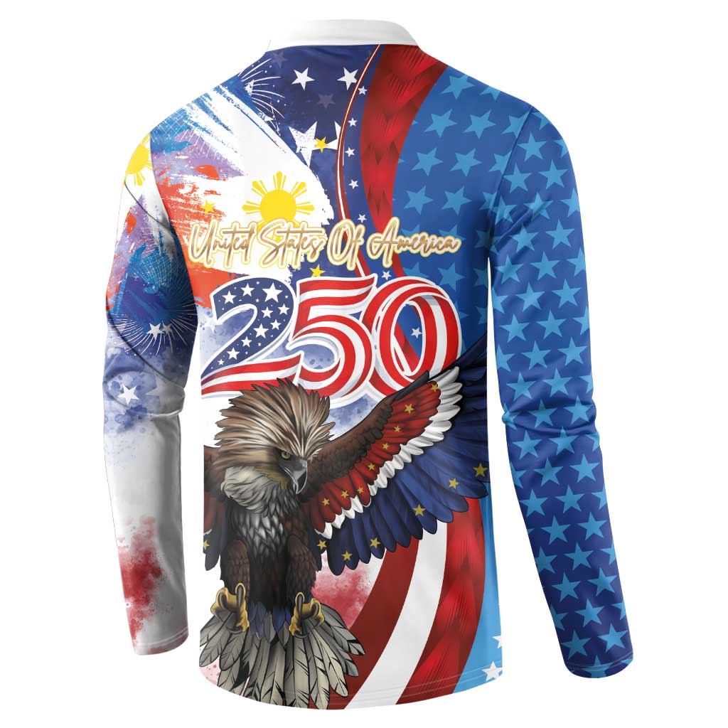 Philippines and United States Semiquincentennial Button Sweatshirt Eagle and National Flag Style LT03 - Polynesian Pride
