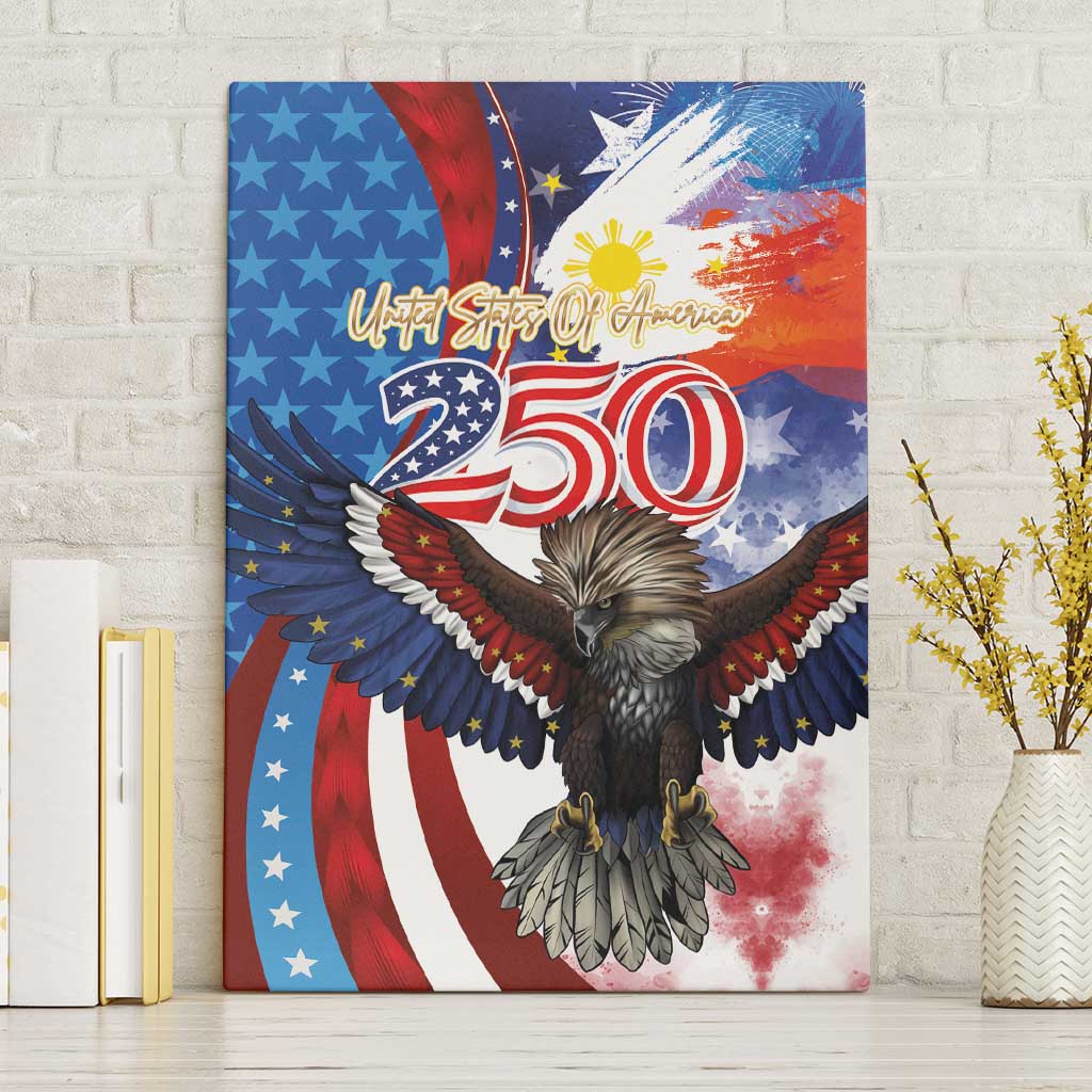 Philippines and United States Semiquincentennial Canvas Wall Art Eagle and National Flag Style LT03 Without Frame Multicolor - Polynesian Pride