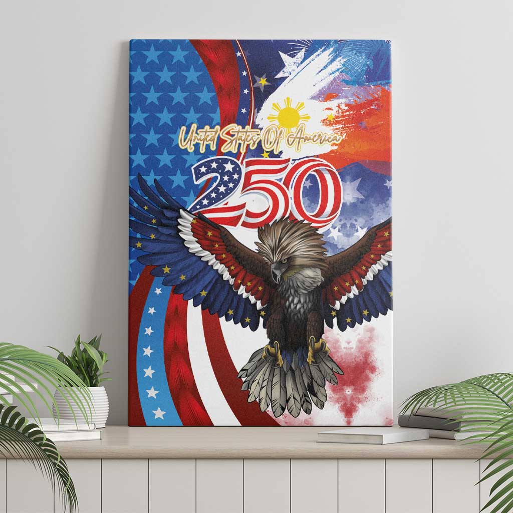 Philippines and United States Semiquincentennial Canvas Wall Art Eagle and National Flag Style LT03 - Polynesian Pride
