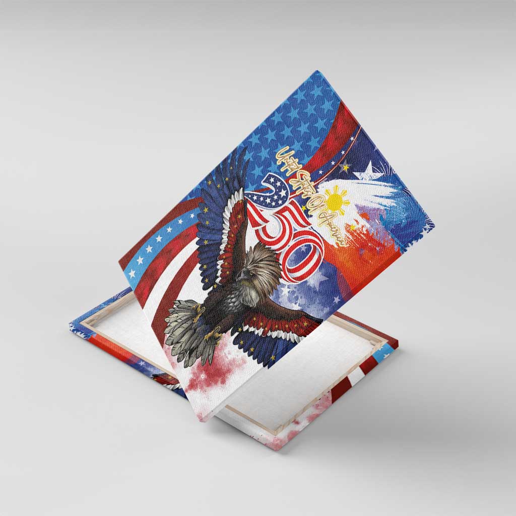Philippines and United States Semiquincentennial Canvas Wall Art Eagle and National Flag Style LT03 With Frame Multicolor - Polynesian Pride