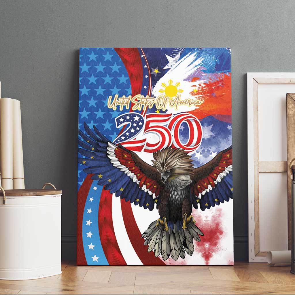 Philippines and United States Semiquincentennial Canvas Wall Art Eagle and National Flag Style LT03 - Polynesian Pride