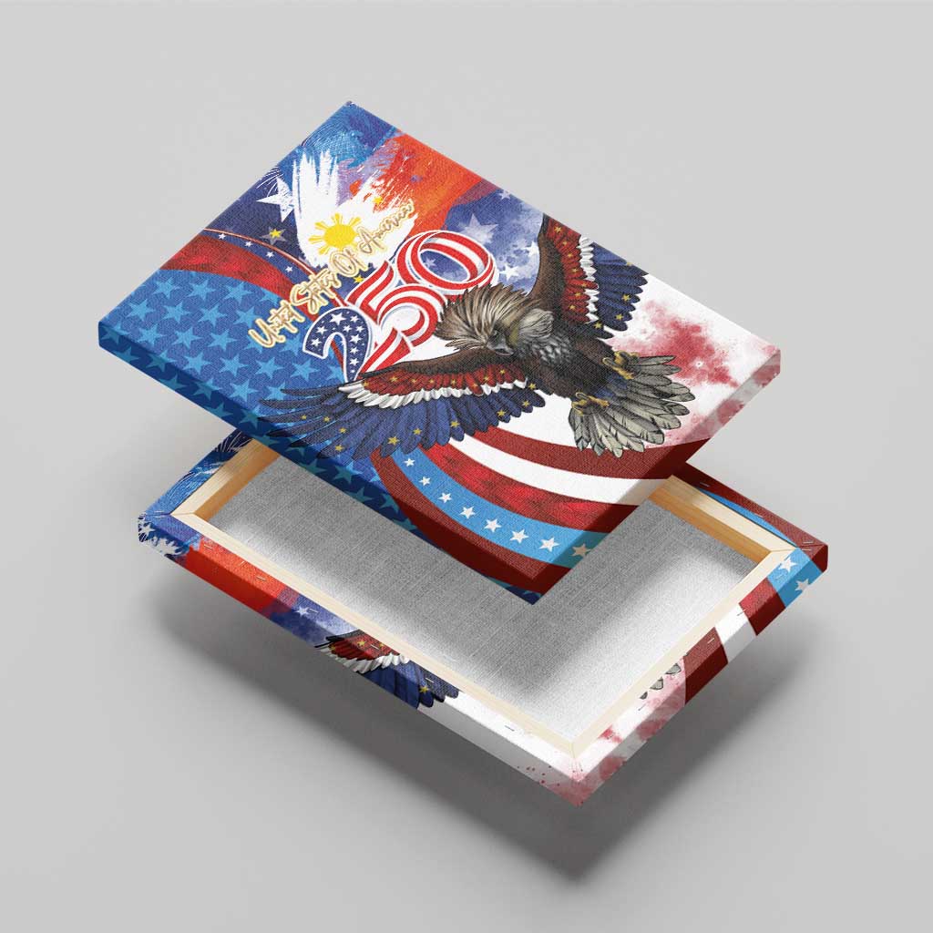 Philippines and United States Semiquincentennial Canvas Wall Art Eagle and National Flag Style LT03 - Polynesian Pride