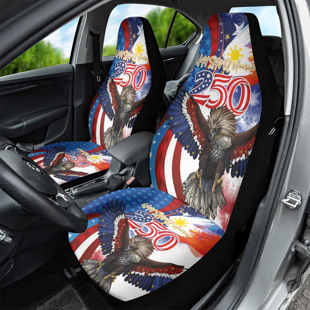 Philippines and United States Semiquincentennial Car Seat Cover Eagle and National Flag Style LT03 - Polynesian Pride