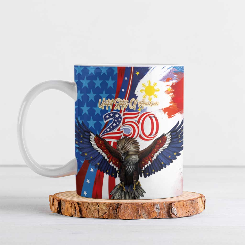 Philippines and United States Semiquincentennial Ceramic Mug Eagle and National Flag Style LT03 Multicolor - Polynesian Pride