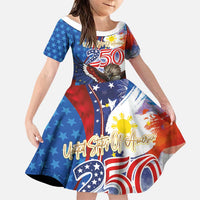 Philippines and United States Semiquincentennial Family Matching Long Sleeve Bodycon Dress and Hawaiian Shirt Eagle and National Flag Style
