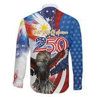 Philippines and United States Semiquincentennial Family Matching Long Sleeve Bodycon Dress and Hawaiian Shirt Eagle and National Flag Style