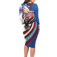 Philippines and United States Semiquincentennial Family Matching Long Sleeve Bodycon Dress and Hawaiian Shirt Eagle and National Flag Style