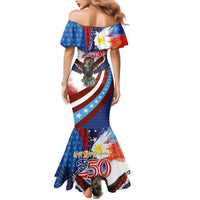 Philippines and United States Semiquincentennial Family Matching Mermaid Dress and Hawaiian Shirt Eagle and National Flag Style