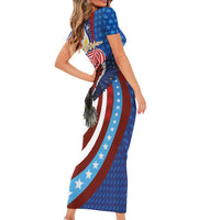 Philippines and United States Semiquincentennial Family Matching Short Sleeve Bodycon Dress and Hawaiian Shirt Eagle and National Flag Style