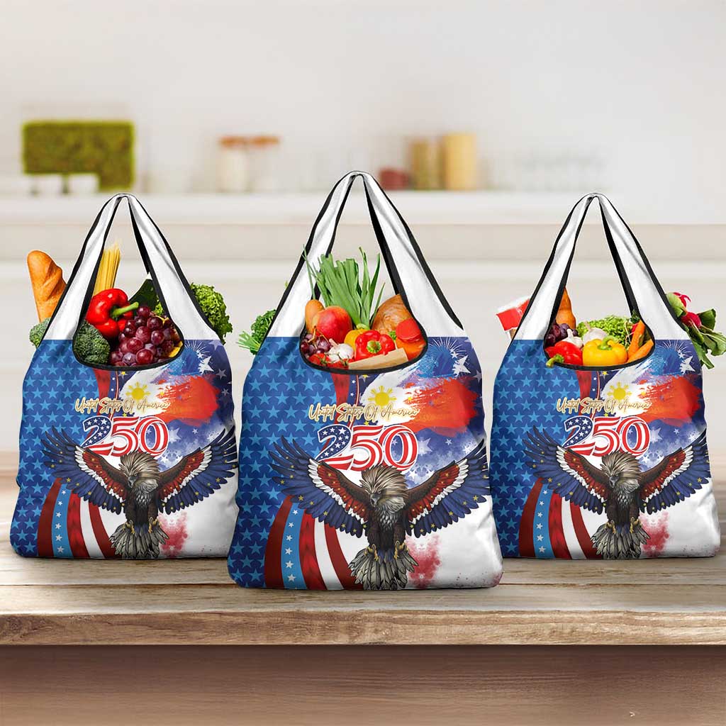 Philippines and United States Semiquincentennial Grocery Bag Eagle and National Flag Style LT03 3-pack One Size Multicolor - Polynesian Pride