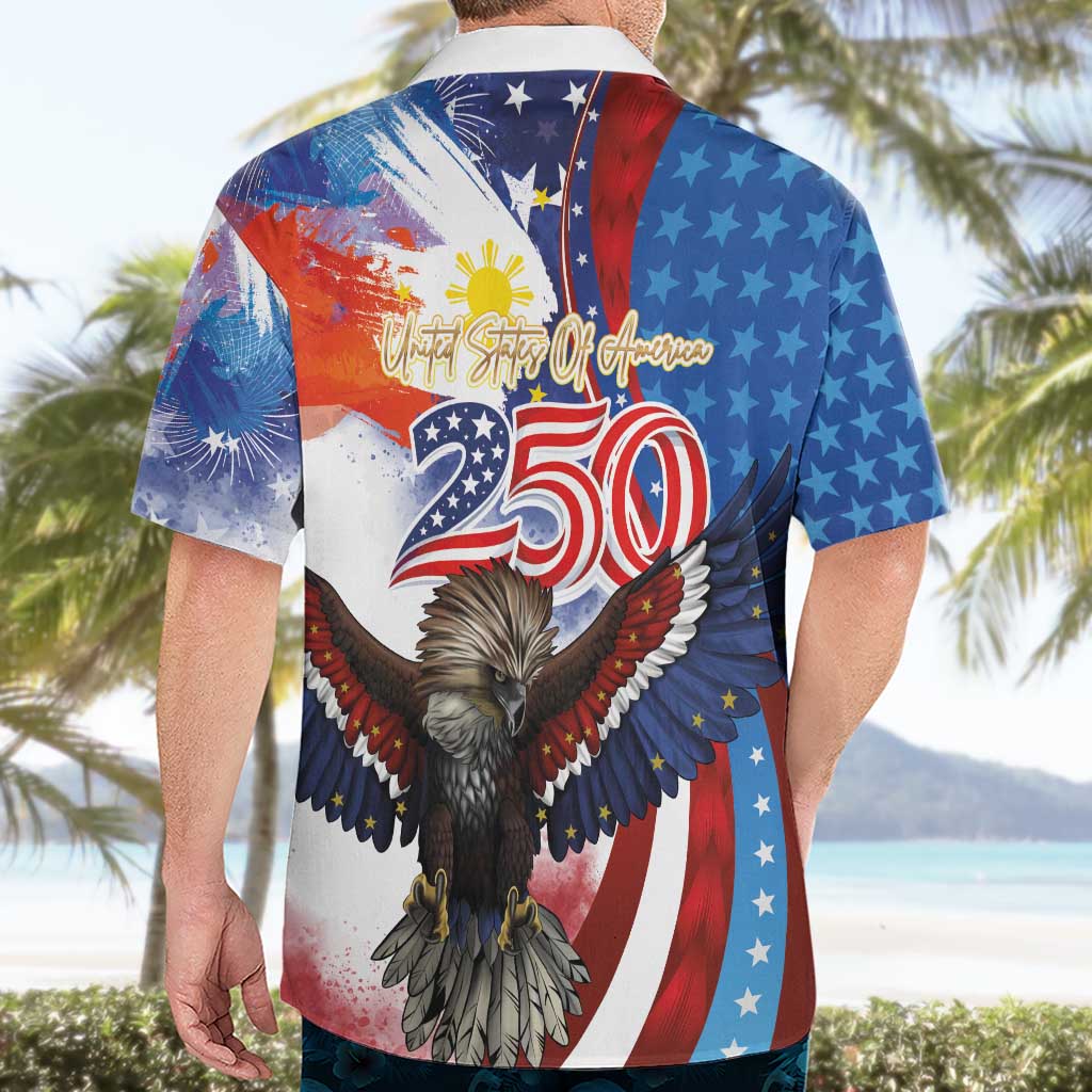 Philippines and United States Semiquincentennial Hawaiian Shirt Eagle and National Flag Style LT03 - Polynesian Pride