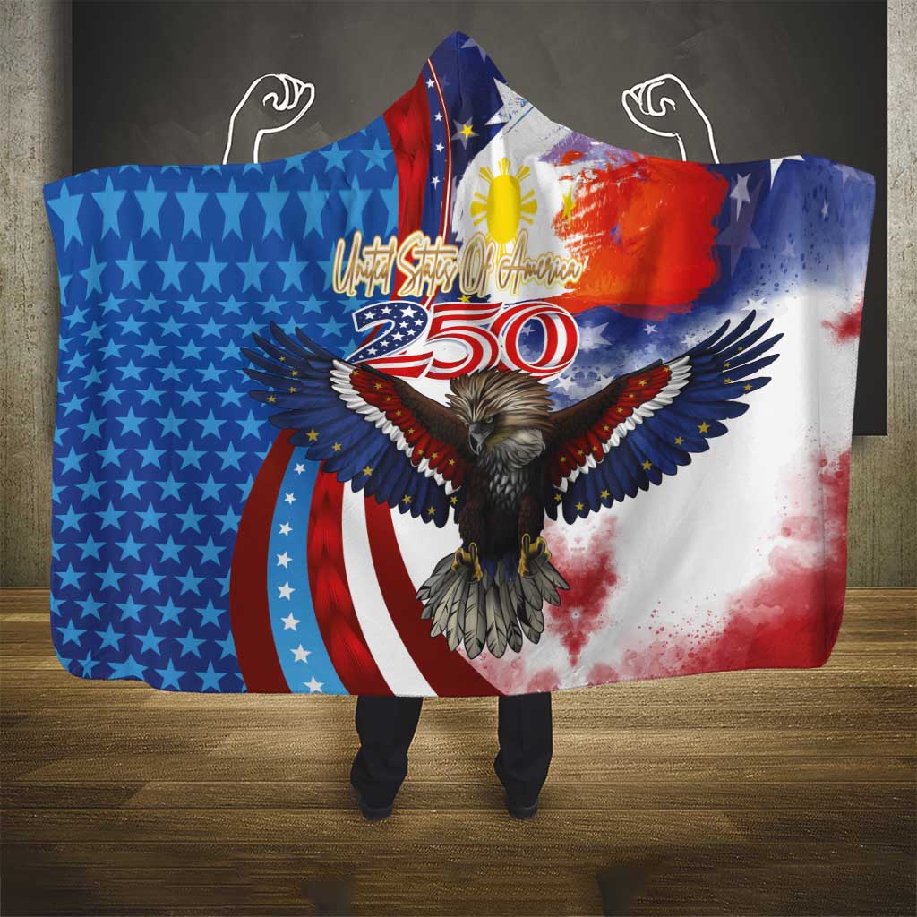 Philippines and United States Semiquincentennial Hooded Blanket Eagle and National Flag Style LT03 - Polynesian Pride