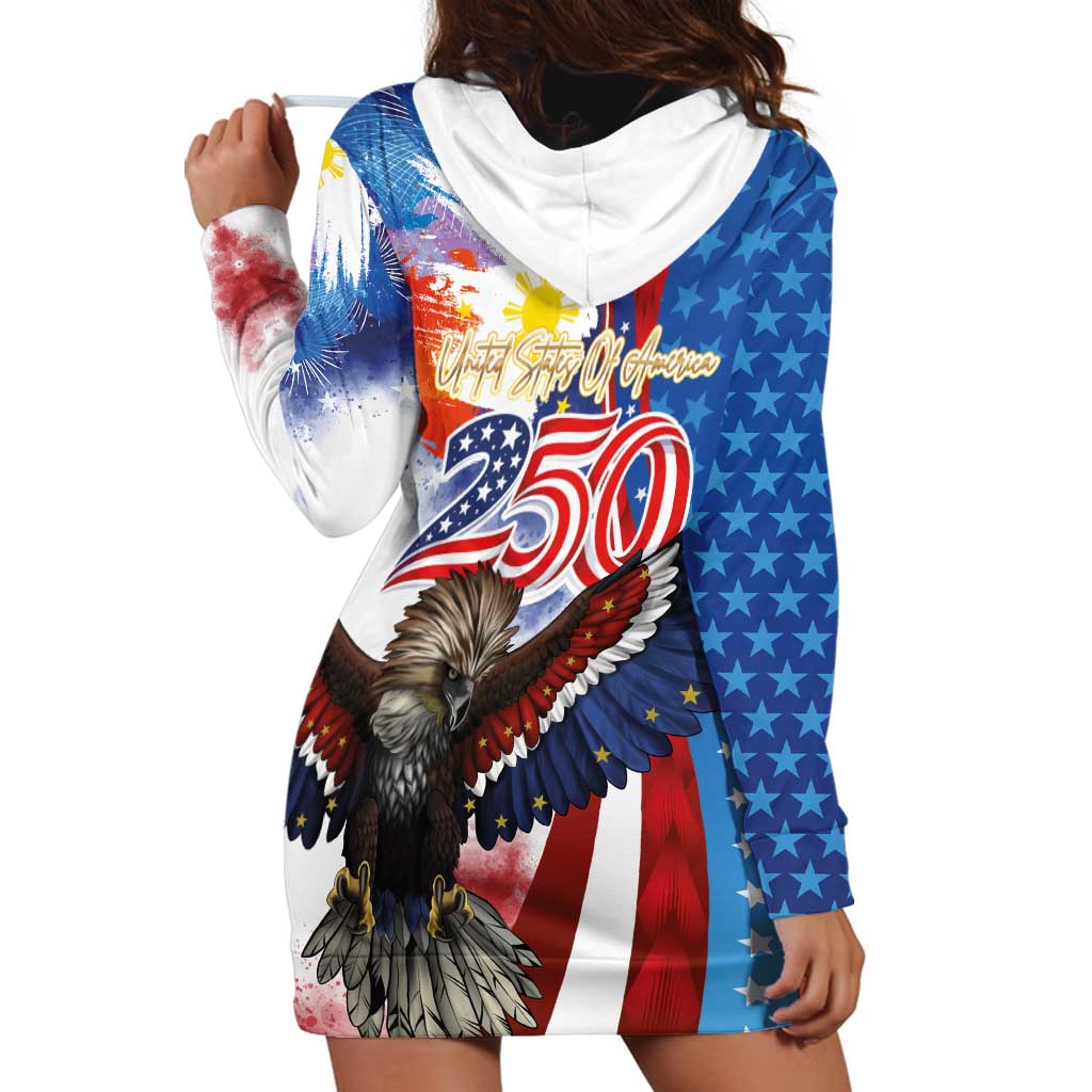Philippines and United States Semiquincentennial Hoodie Dress Eagle and National Flag Style LT03 - Polynesian Pride