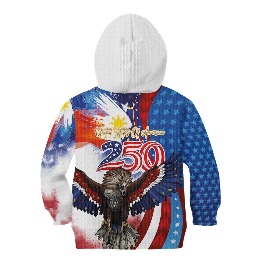 Philippines and United States Semiquincentennial Kid Hoodie Eagle and National Flag Style LT03 - Polynesian Pride