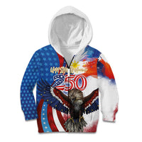 Philippines and United States Semiquincentennial Kid Hoodie Eagle and National Flag Style LT03 Zip Hoodie Multicolor - Polynesian Pride