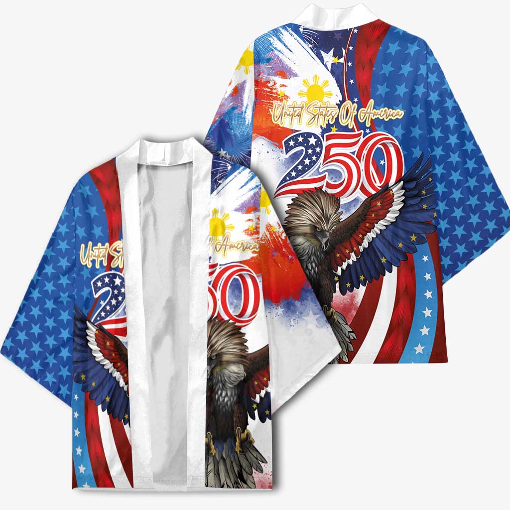 Philippines and United States Semiquincentennial Kimono Eagle and National Flag Style