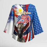 Philippines and United States Semiquincentennial Kimono Sleeve Blouse Eagle and National Flag Style LT03 - Polynesian Pride