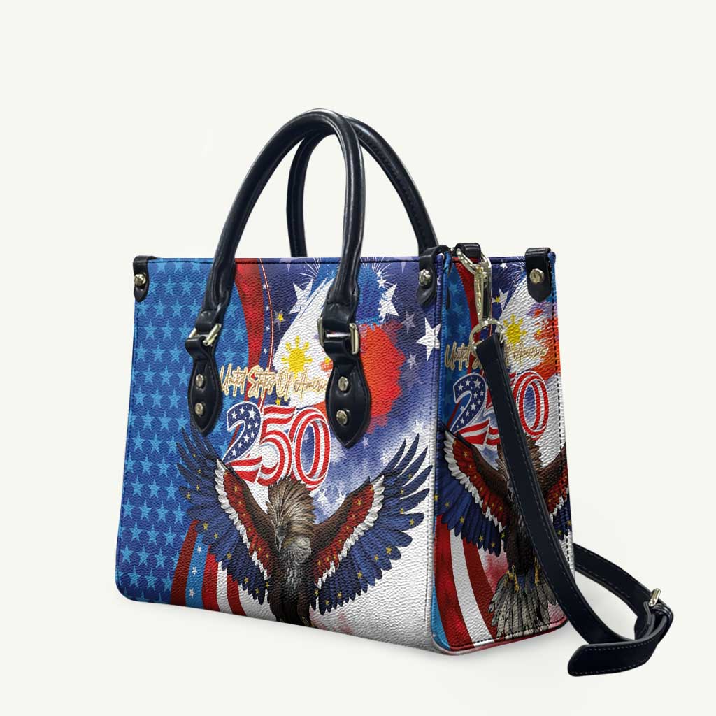 Philippines and United States Semiquincentennial Leather Bag Eagle and National Flag Style