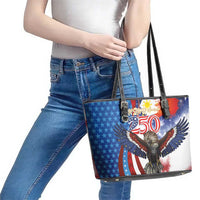 Philippines and United States Semiquincentennial Leather Tote Bag Eagle and National Flag Style LT03 - Polynesian Pride
