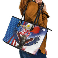 Philippines and United States Semiquincentennial Leather Tote Bag Eagle and National Flag Style LT03 - Polynesian Pride