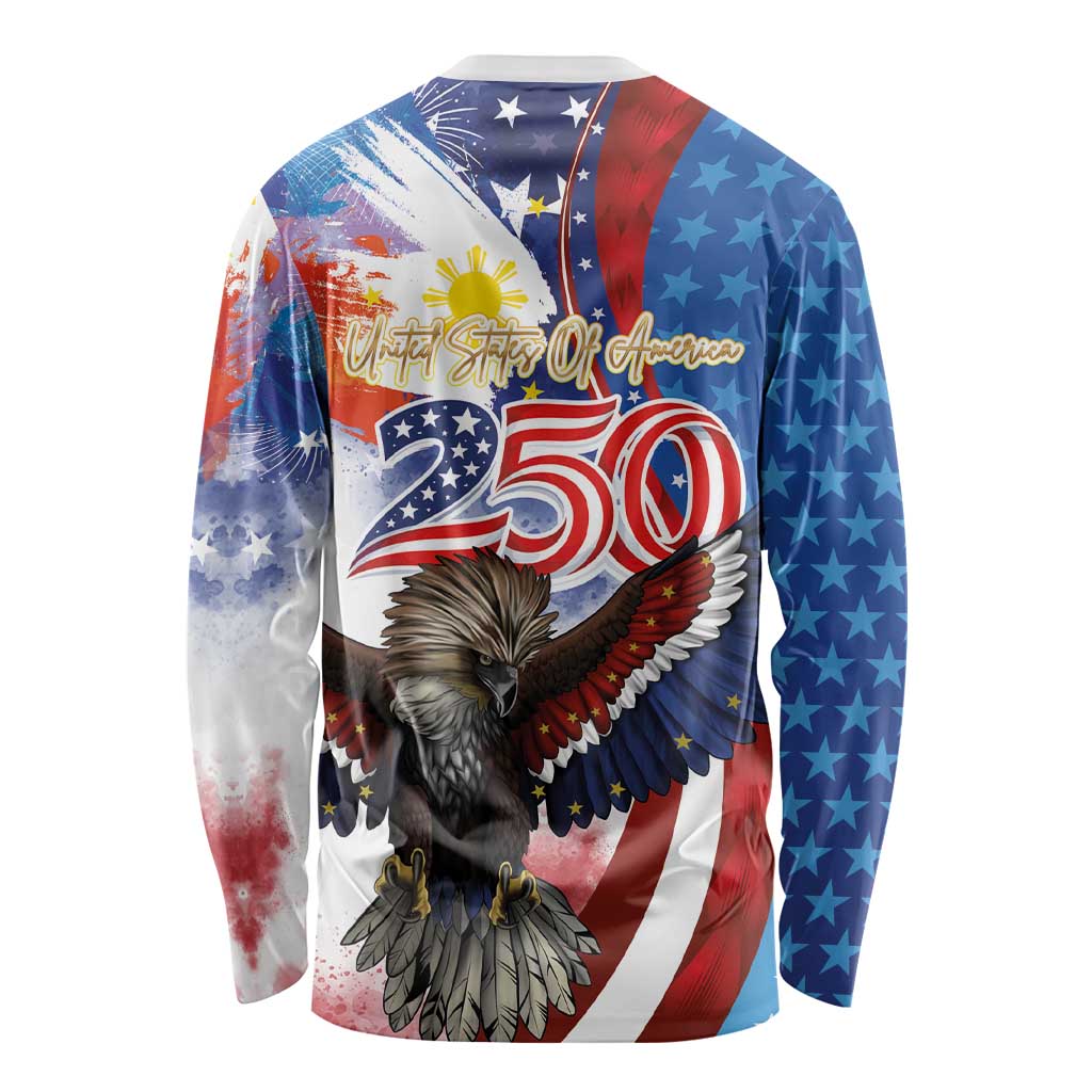 Philippines and United States Semiquincentennial Long Sleeve Shirt Eagle and National Flag Style LT03 - Polynesian Pride