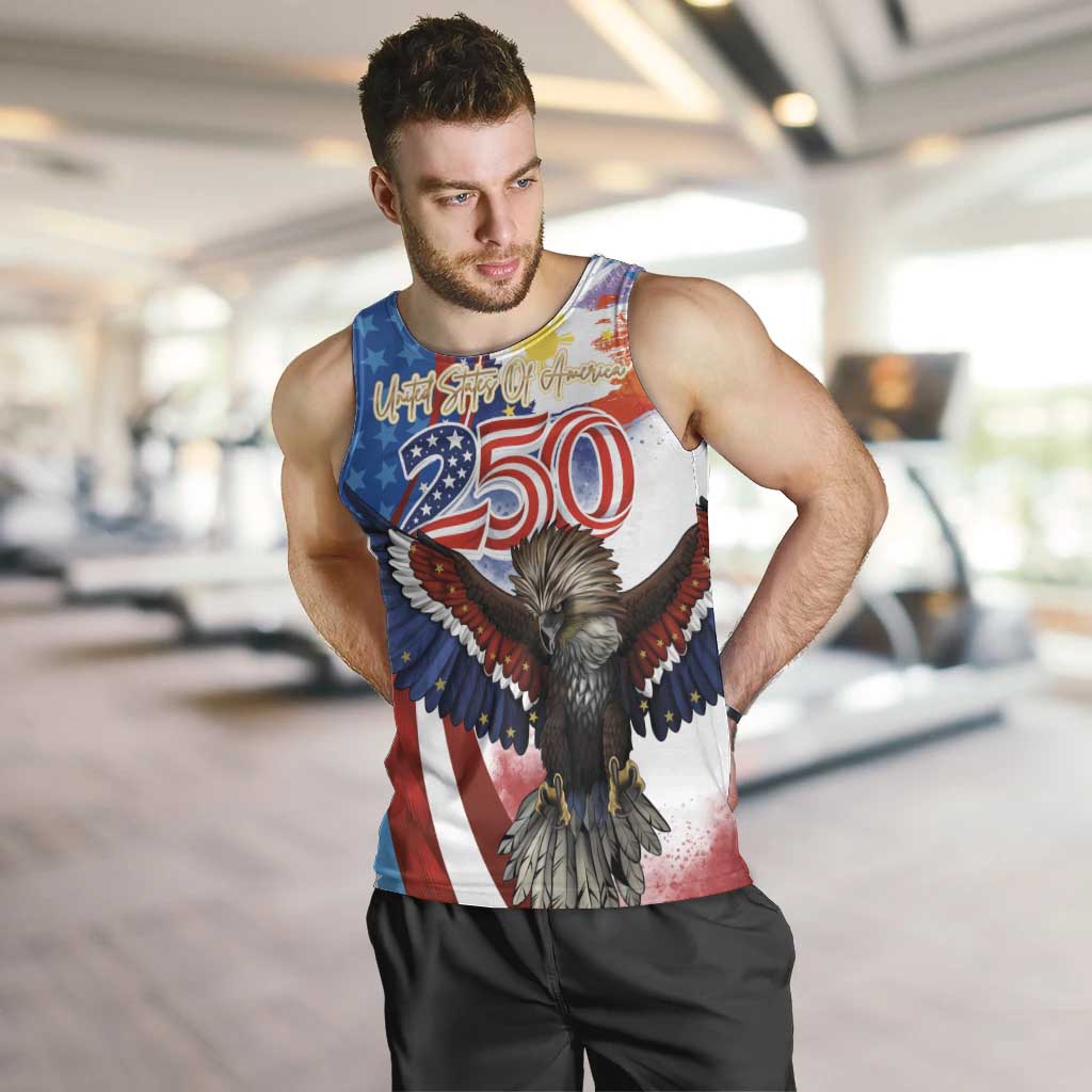 Philippines and United States Semiquincentennial Men Tank Top Eagle and National Flag Style LT03 Multicolor - Polynesian Pride