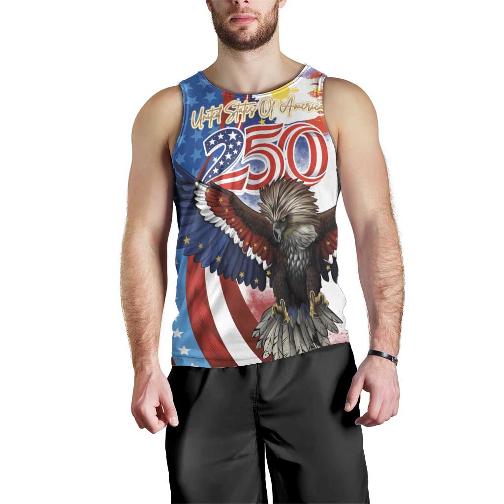 Philippines and United States Semiquincentennial Men Tank Top Eagle and National Flag Style LT03 - Polynesian Pride