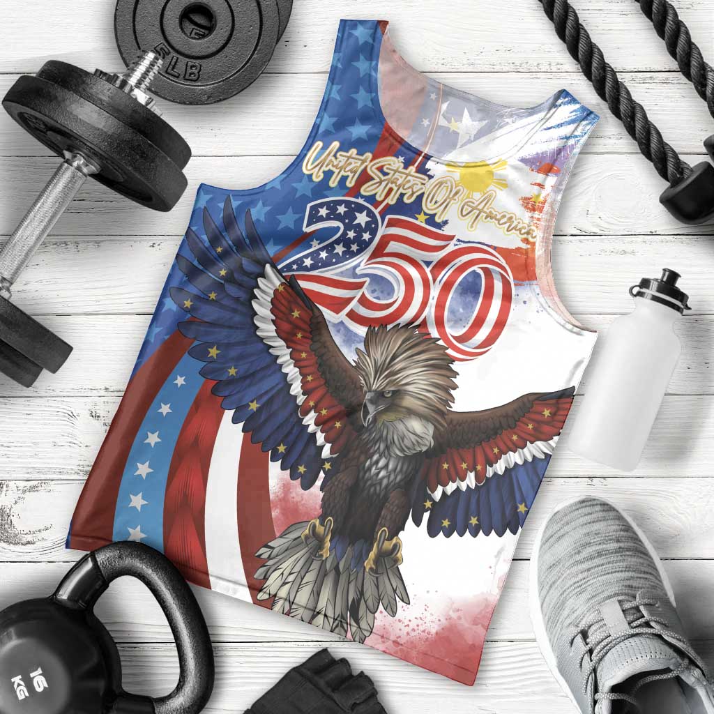 Philippines and United States Semiquincentennial Men Tank Top Eagle and National Flag Style LT03 - Polynesian Pride