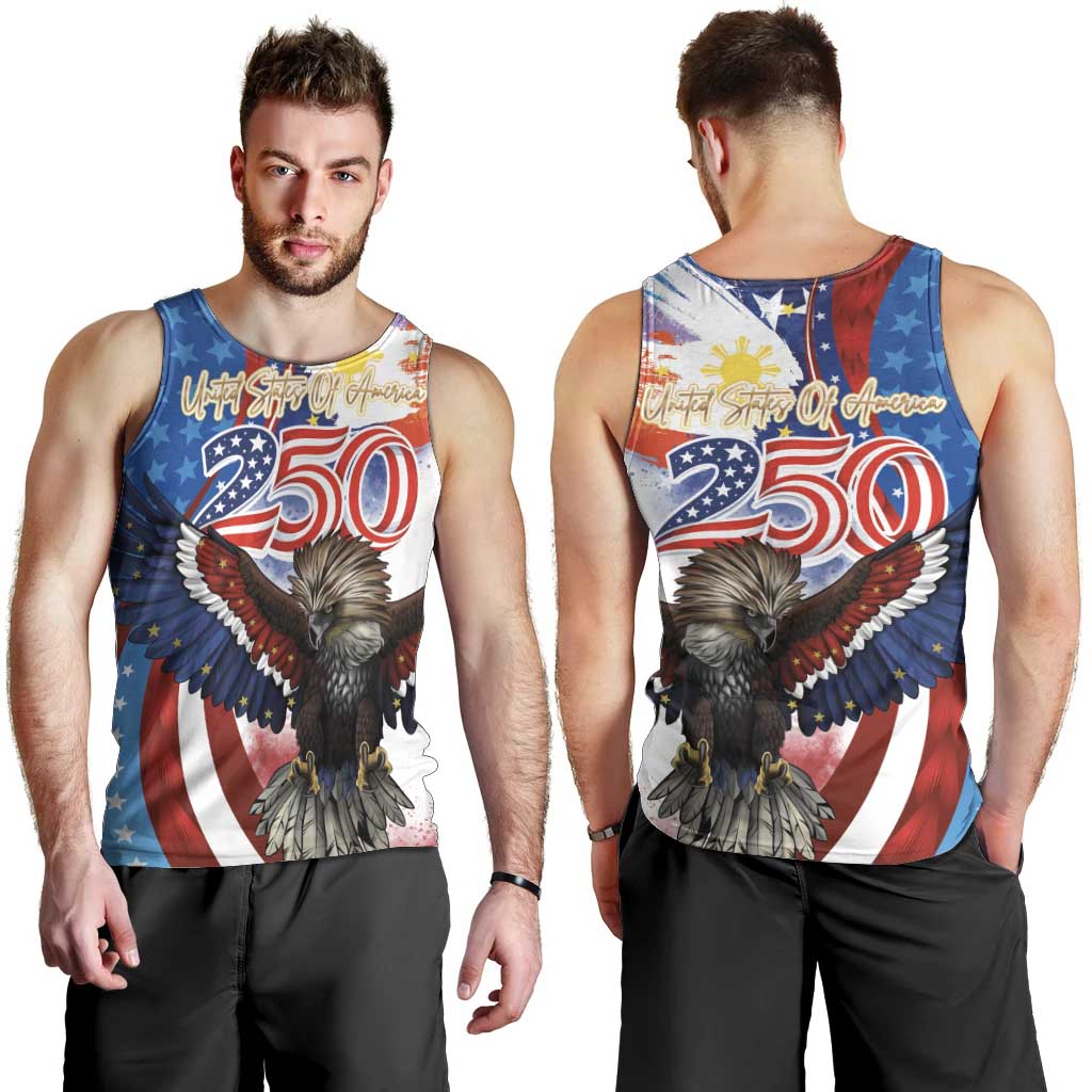 Philippines and United States Semiquincentennial Men Tank Top Eagle and National Flag Style LT03 - Polynesian Pride