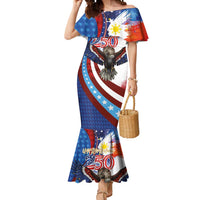 Philippines and United States Semiquincentennial Mermaid Dress Eagle and National Flag Style LT03 Women Multicolor - Polynesian Pride