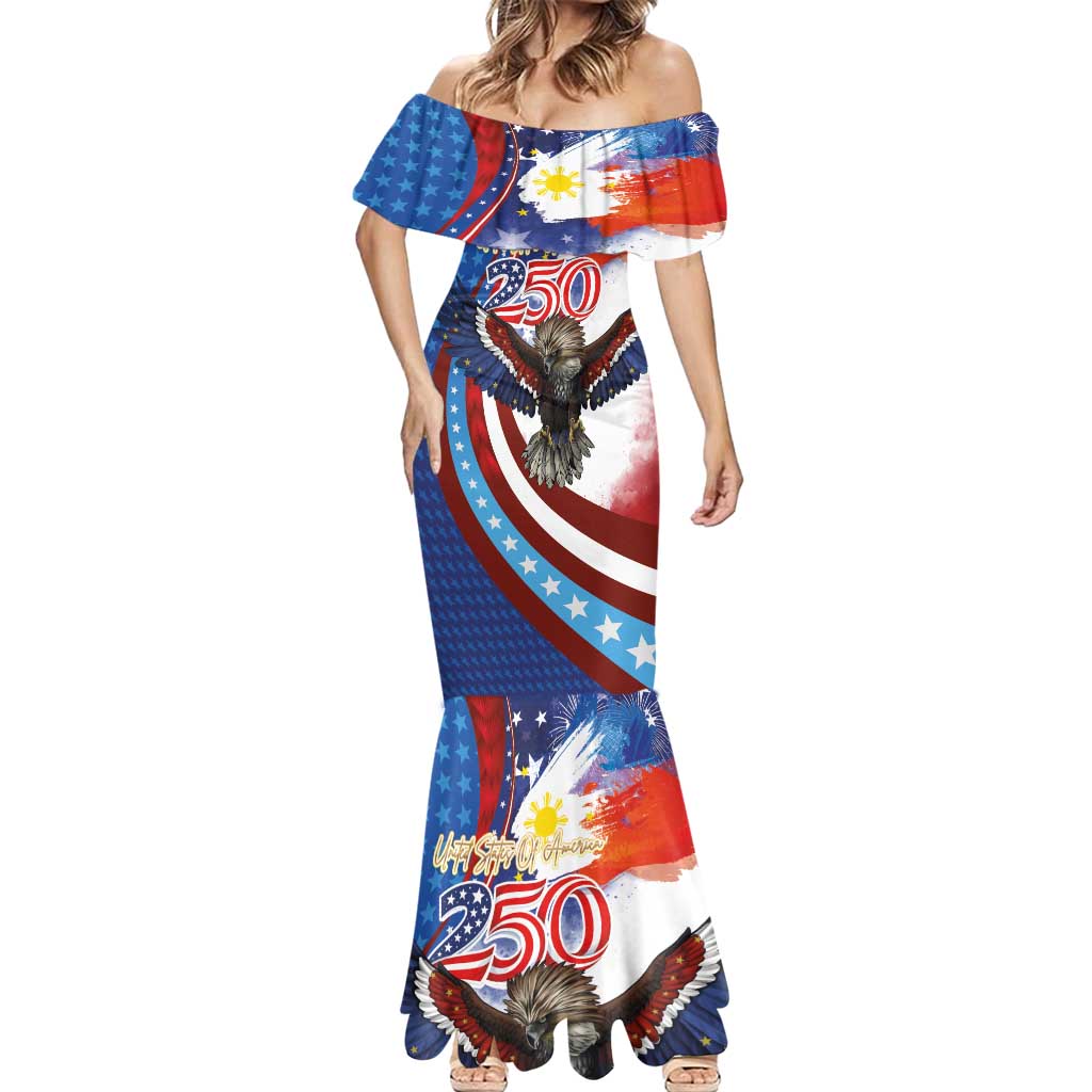 Philippines and United States Semiquincentennial Mermaid Dress Eagle and National Flag Style LT03 - Polynesian Pride