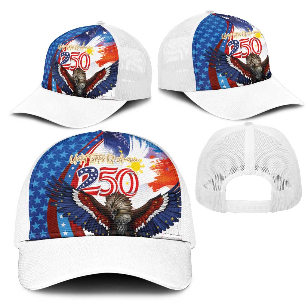 Philippines and United States Semiquincentennial Mesh Trucker Cap Eagle and National Flag Style LT03 - Polynesian Pride