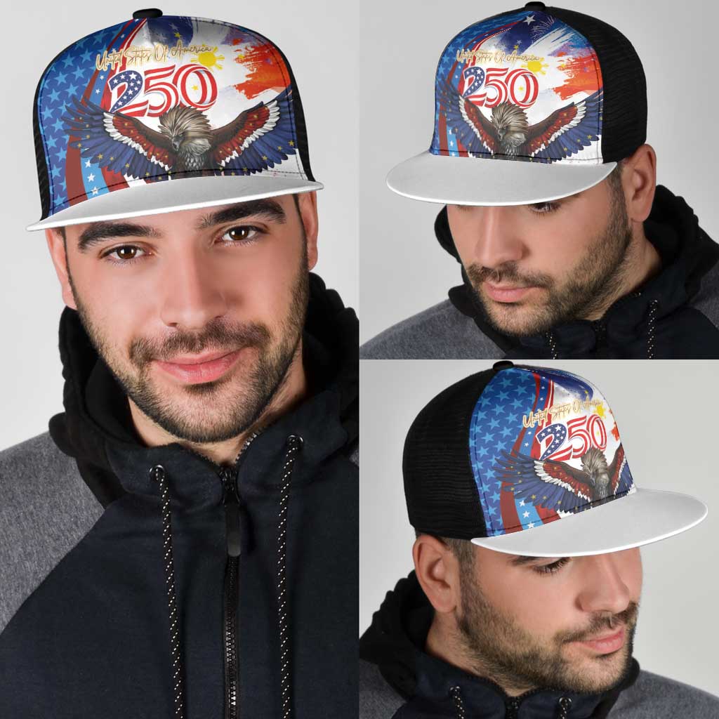 Philippines and United States Semiquincentennial Mesh Trucker Cap Eagle and National Flag Style LT03 - Polynesian Pride
