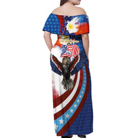 Philippines and United States Semiquincentennial Off Shoulder Maxi Dress Eagle and National Flag Style LT03 - Polynesian Pride