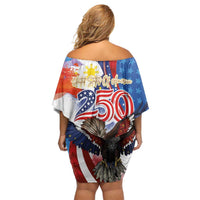 Philippines and United States Semiquincentennial Off Shoulder Short Dress Eagle and National Flag Style LT03 - Polynesian Pride