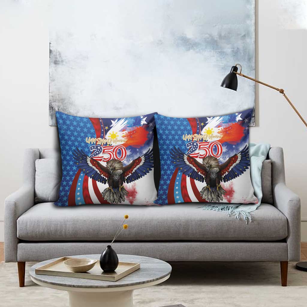 Philippines and United States Semiquincentennial Pillow Cover Eagle and National Flag Style